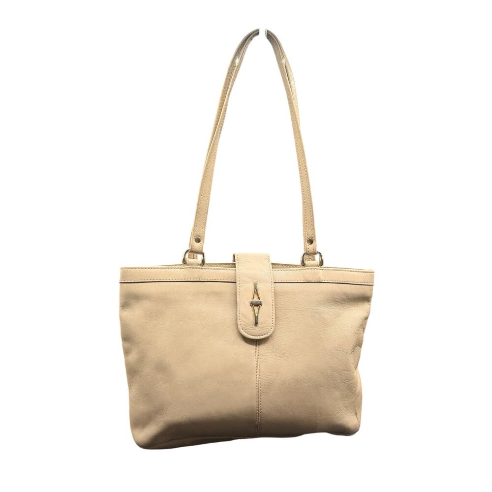 Vintage Contessa Beige Leather Tote Shoulder Bag Made In China